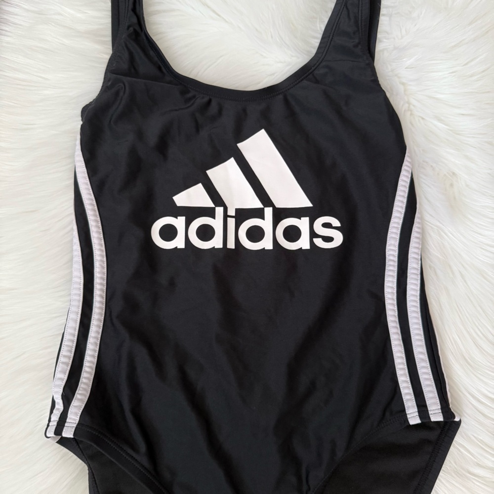Adidas One Piece Front Logo Three Stripe Black Swimsuit Small - Picture 3 of 6